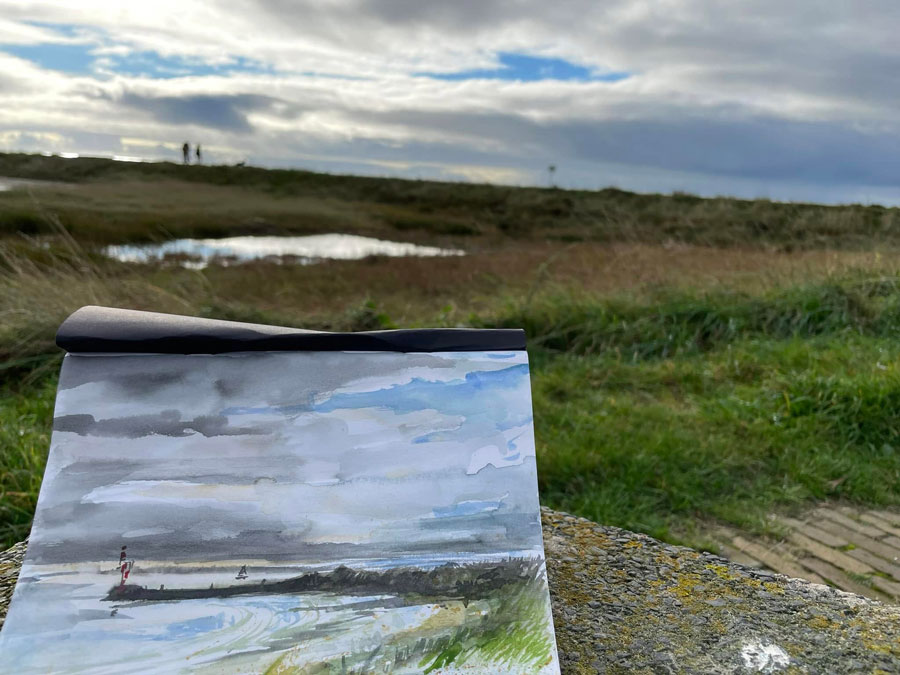 Aquarel, en plein air, Terschelling, Anita Gaasbeek