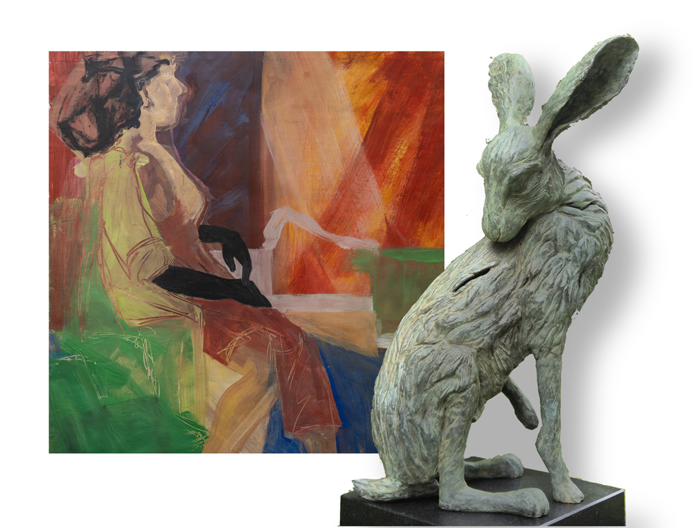 schilderij Bella Figura- Anita Gaasbeek bronzen beeld Joli - Jeanette Jansen