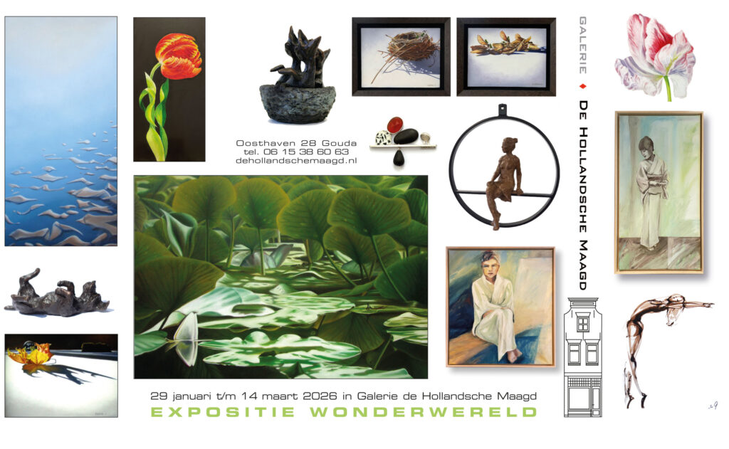 Expositie Wonderwereld met Carmen in kimono, dansschetsen entulpen van Anita Gaasbeek