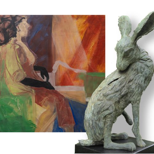 schilderij Bella Figura- Anita Gaasbeek bronzen beeld Joli - Jeanette Jansen