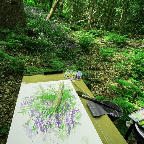 hyacintenbos-met-aquarel-bw